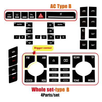 Για Audi A4 B6 B7 Repair Sticker 2000 To 2008 Κουμπί επισκευής κουμπιού ηλεκτρικού παραθύρου Κιτ επισκευής για πίνακα οργάνων ESP Alarm Climate button