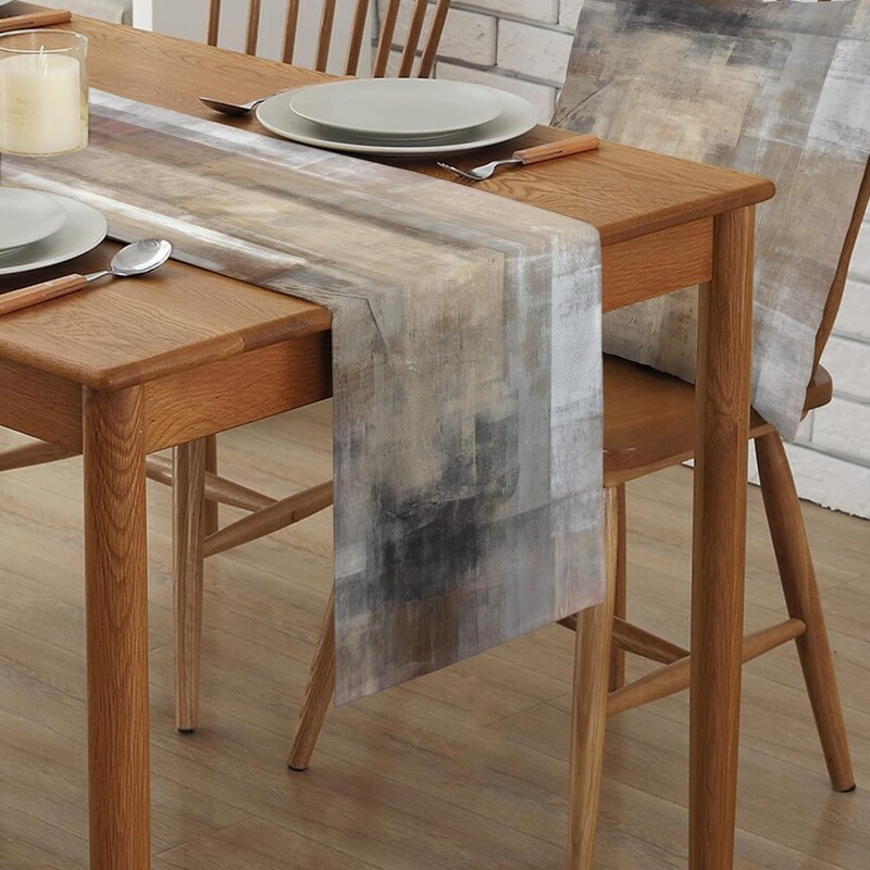 Abstraktus menas Rudas aliejinis piešinys Lininiai stalo bėgikai, šalikai Sodybos virtuvė Valgomojo stalo bėgikai Šventinių vakarėlių dekoras