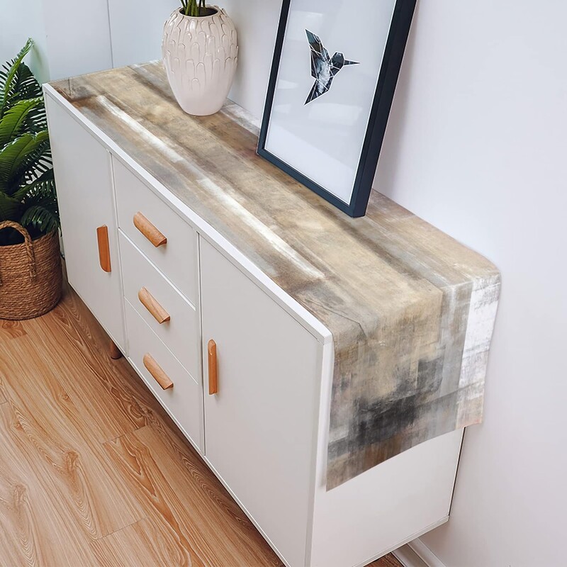 Abstraktus menas Rudas aliejinis piešinys Lininiai stalo bėgikai, šalikai Sodybos virtuvė Valgomojo stalo bėgikai Šventinių vakarėlių dekoras