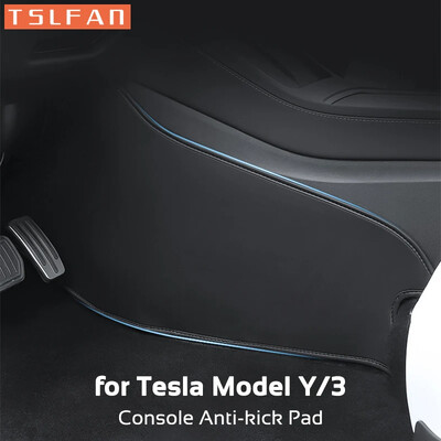 Skirta Tesla Model 3 Y centrinei konsolei, dviejų šoninių skydelių apsaugai nuo smūgių, PU odos lipduko pėdos dangtelio automobilio priedams