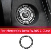 Mercedes Benz W204 W205 W212 CE GLC osztályú szénszálas automata GOMB START Kímélőgyűrű matricák Autóbelső tartozékokhoz