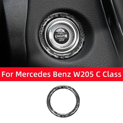 Για Mercedes Benz W204 W205 W212 CE GLC Class Carbon Fiber Auto ΚΟΥΜΠΙ START Αυτοκόλλητα δαχτυλίδια περιποίησης Αξεσουάρ εσωτερικού αυτοκινήτου