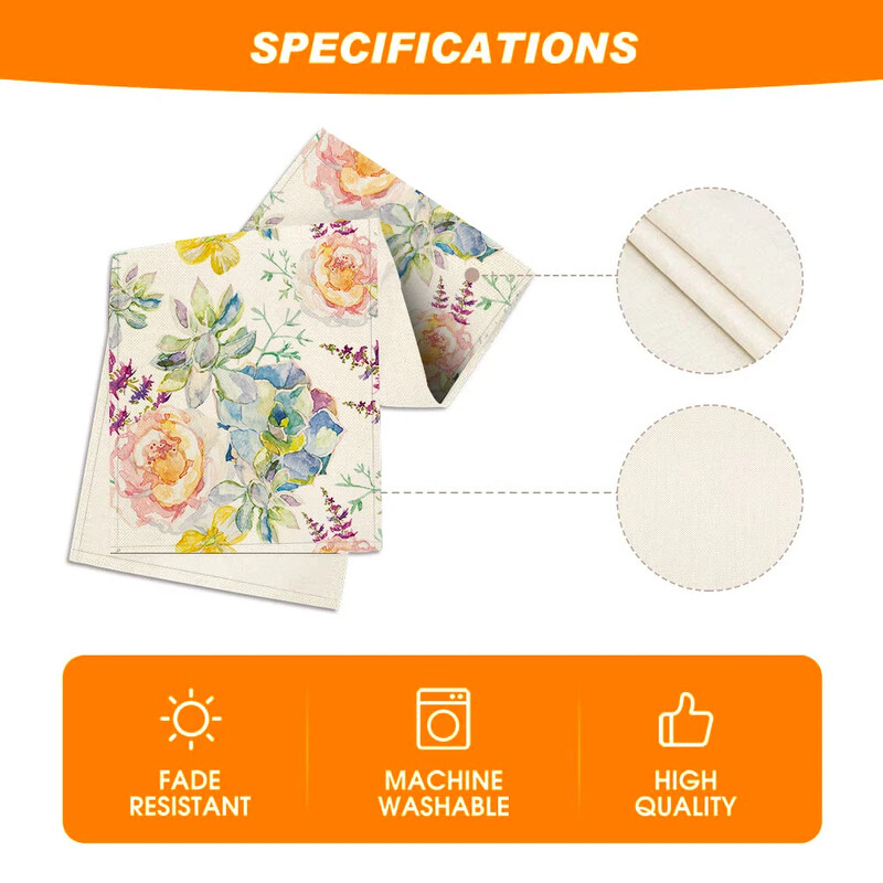 Akvarell stílusú asztali futószalag Otthoni konyhaasztal dekoráció növény virágos terítő komód Party vacsora dekoráció