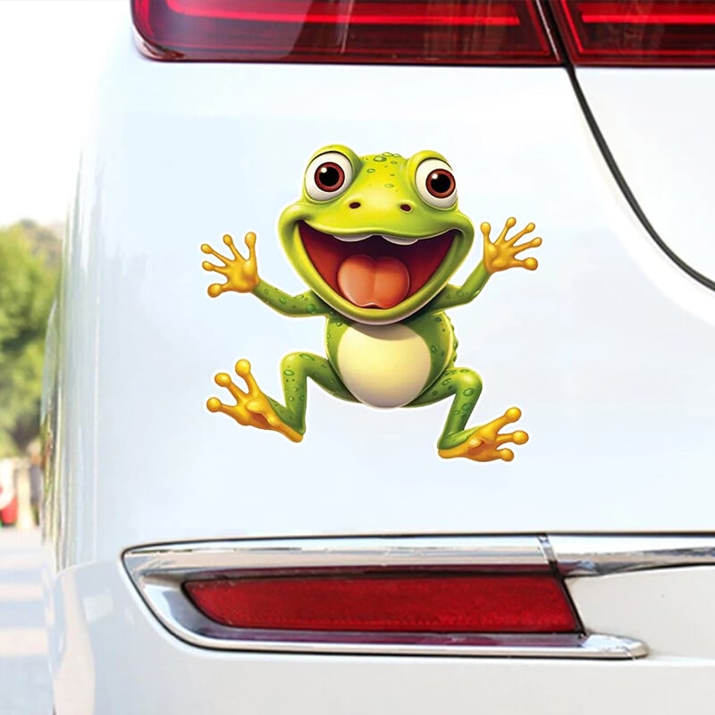 Autocolant amuzant pentru mașină Broasca verde care sărită Decal din vinil impermeabil Accesorii pentru mașină