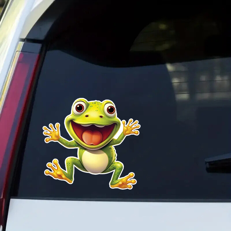 Autocolant amuzant pentru mașină Broasca verde care sărită Decal din vinil impermeabil Accesorii pentru mașină