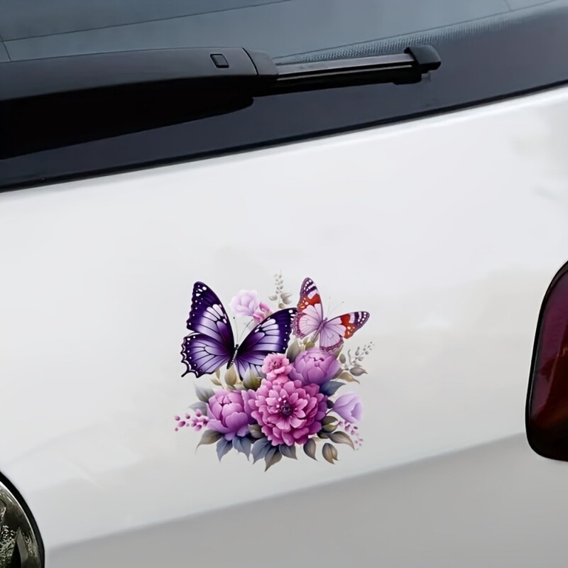 1 ks farebné motýle kvetinové nálepky na auto vodotesné auto nárazník okno opaľovací krém vinylové nálepky kryt škrabance vtipná dekorácia
