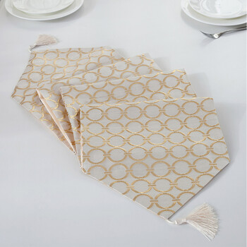 Μοντέρνο Circle Table Runner Χρυσό Ασημί European Tasseled Embroider Table Runners for Wedding Hotel Διακόσμηση τραπεζιού σπιτιού για δείπνο