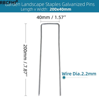 10 vnt. U formos cinkuoto grunto inkarai, kuoliukai, smeigtukai, skirti vejos tvirtinimui, velėnos piktžolių barjeras kraštovaizdžio žolės audinio tinklelis