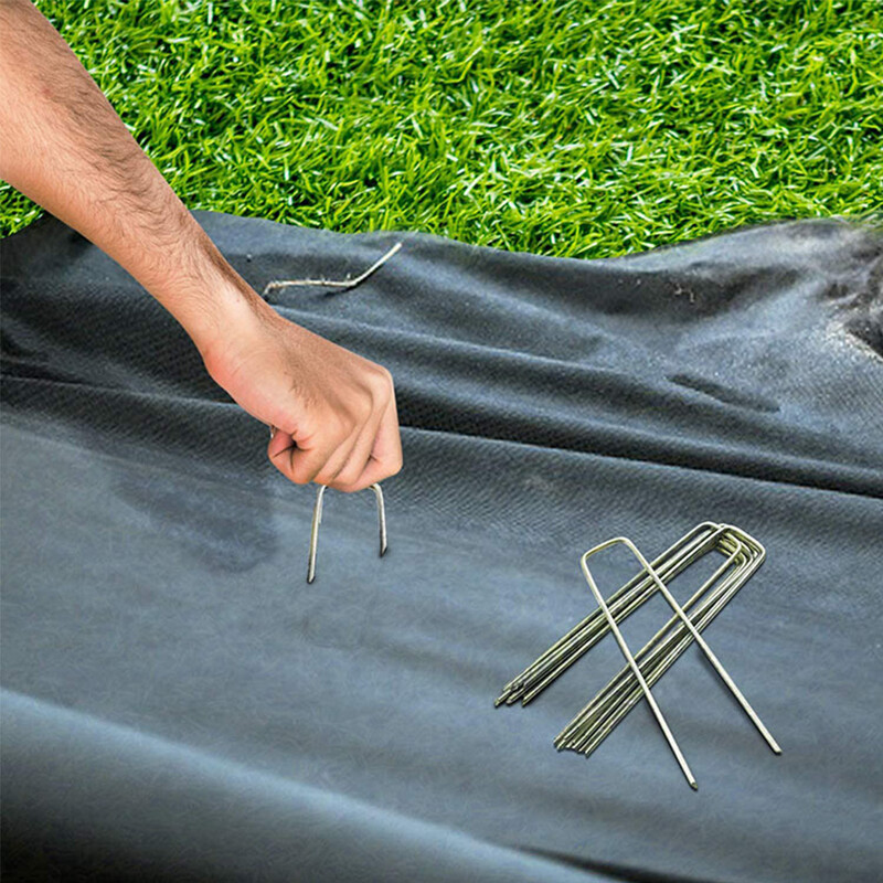 10 vnt. U formos cinkuoto grunto inkarai, kuoliukai, smeigtukai, skirti vejos tvirtinimui, velėnos piktžolių barjeras kraštovaizdžio žolės audinio tinklelis