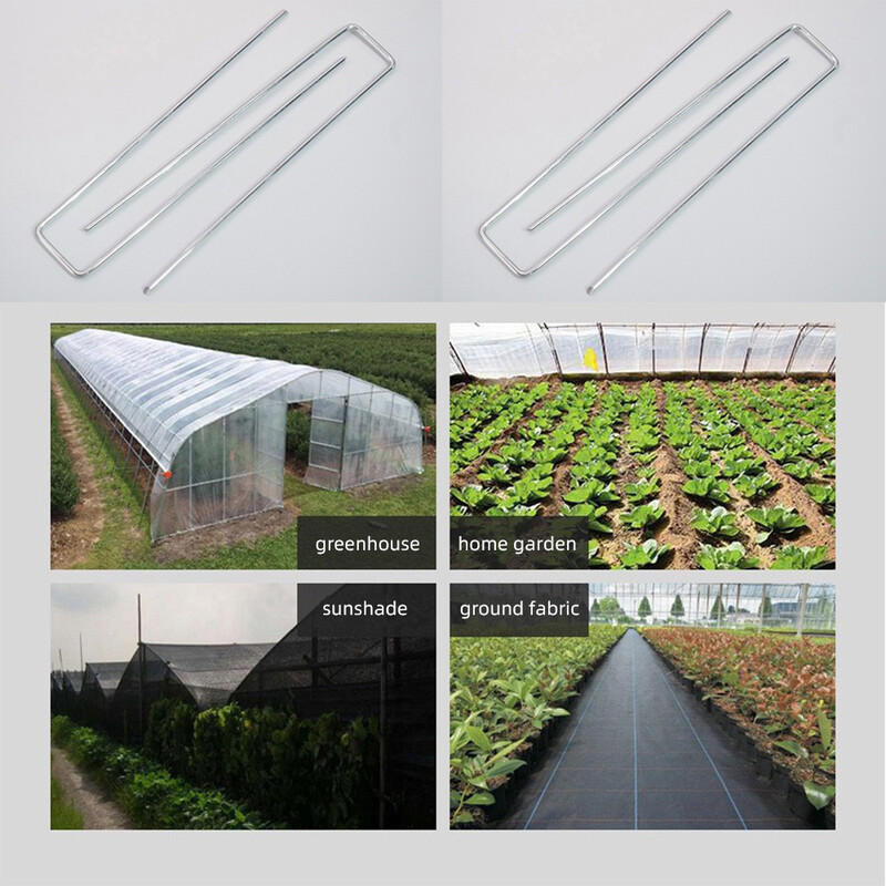 10 vnt. U formos cinkuoto grunto inkarai, kuoliukai, smeigtukai, skirti vejos tvirtinimui, velėnos piktžolių barjeras kraštovaizdžio žolės audinio tinklelis