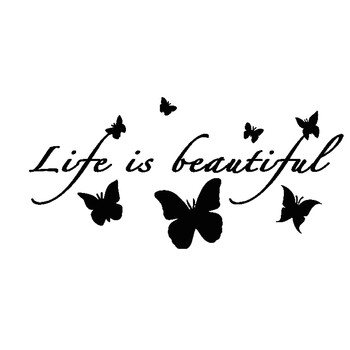 Life Is Beautiful Butterflies Ωραίας σχεδίασης Αξεσουάρ αυτοκινήτου Αυτοκόλλητα Αυτοκόλλητα μοτοσικλέτας με αντανακλαστικό βινύλιο 18cm*8,7cm