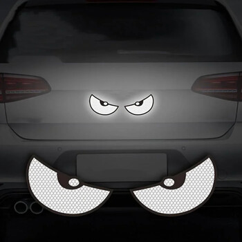 2 τμχ/Σετ Αυτοκόλλητα αυτοκινήτου Eye Night Safety Driving Reflective Cute Caution Decal, Αυτοκόλλητα κράνους μοτοσυκλέτας Αυτοκόλλητα