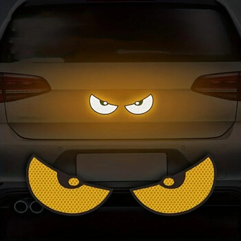 2 τμχ/Σετ Αυτοκόλλητα αυτοκινήτου Eye Night Safety Driving Reflective Cute Caution Decal, Αυτοκόλλητα κράνους μοτοσυκλέτας Αυτοκόλλητα