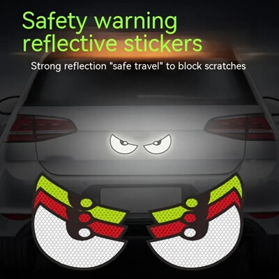 2 τμχ/Σετ Αυτοκόλλητα αυτοκινήτου Eye Night Safety Driving Reflective Cute Caution Decal, Αυτοκόλλητα κράνους μοτοσυκλέτας Αυτοκόλλητα