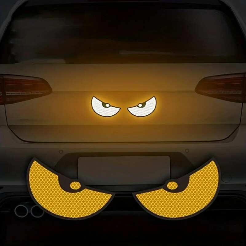 2 ks/sada nálepiek na auto, reflexné roztomilé nálepky na bezpečnosť pri jazde, nálepky na motocyklovú prilbu