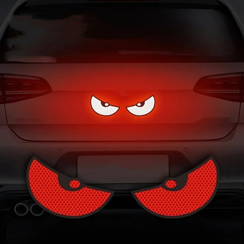 2 ks/sada nálepiek na auto, reflexné roztomilé nálepky na bezpečnosť pri jazde, nálepky na motocyklovú prilbu