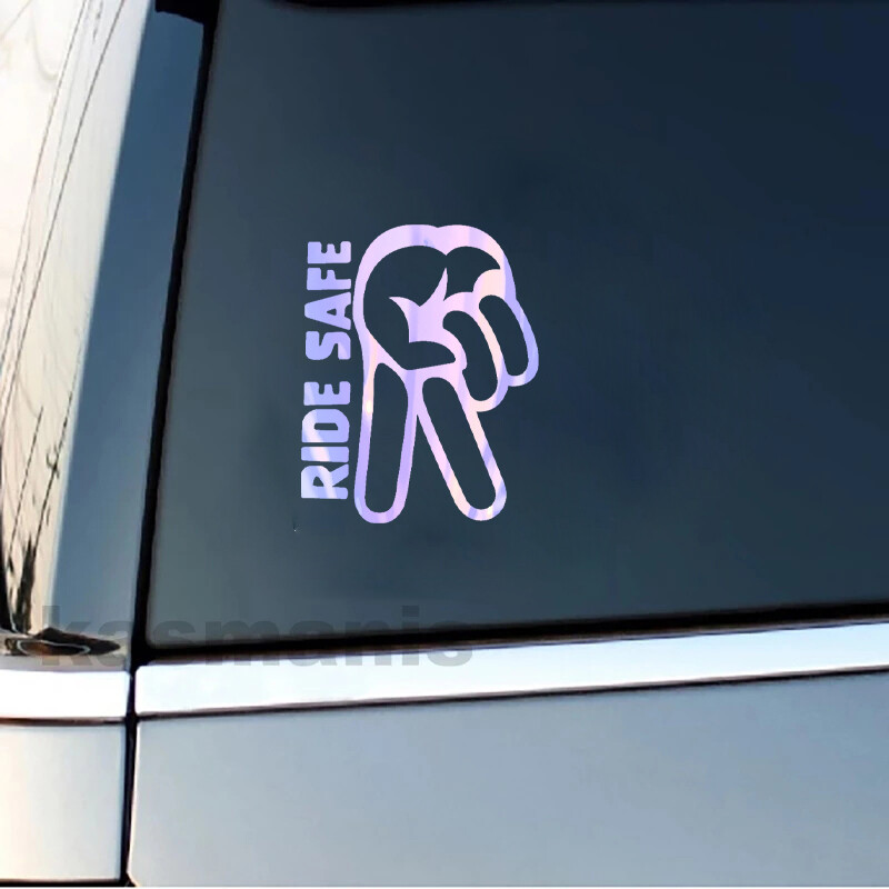 Saugaus važiavimo motociklo pagarbos lipdukai 2 pirštais žemyn viniliniai vandeniui atsparūs nuimami lipdukai dviratininkams, automobilio langas, šalmo puošmena