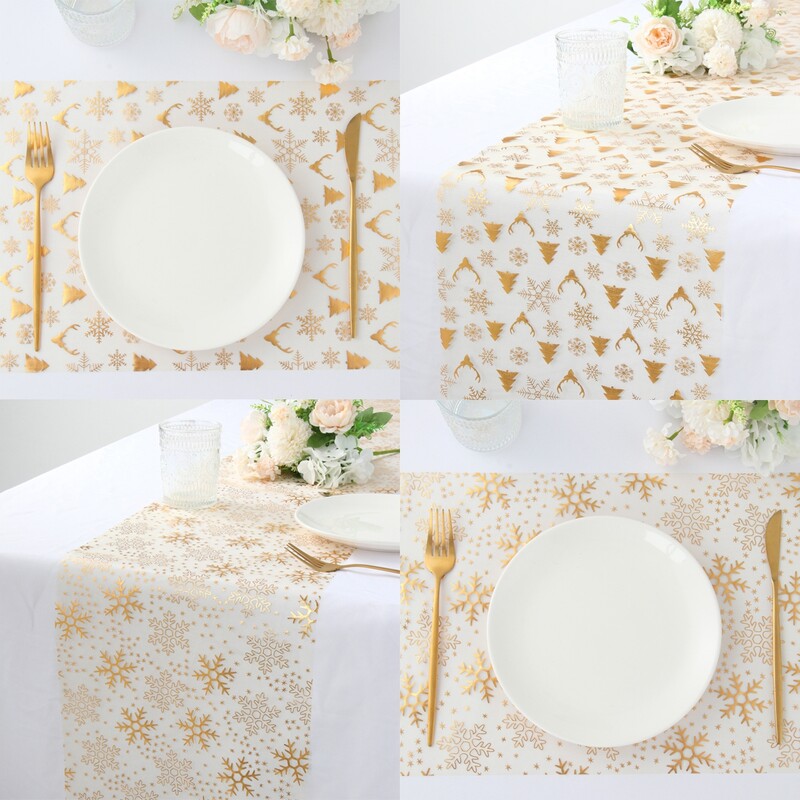 Blizgantis metalinis auksinis plonas stalo bėgikas Auksiniai blizgučiai Blizgučiai metalinė folija plona tinklelis ritininis vakarėlio vestuvių Kalėdų stalo dekoras