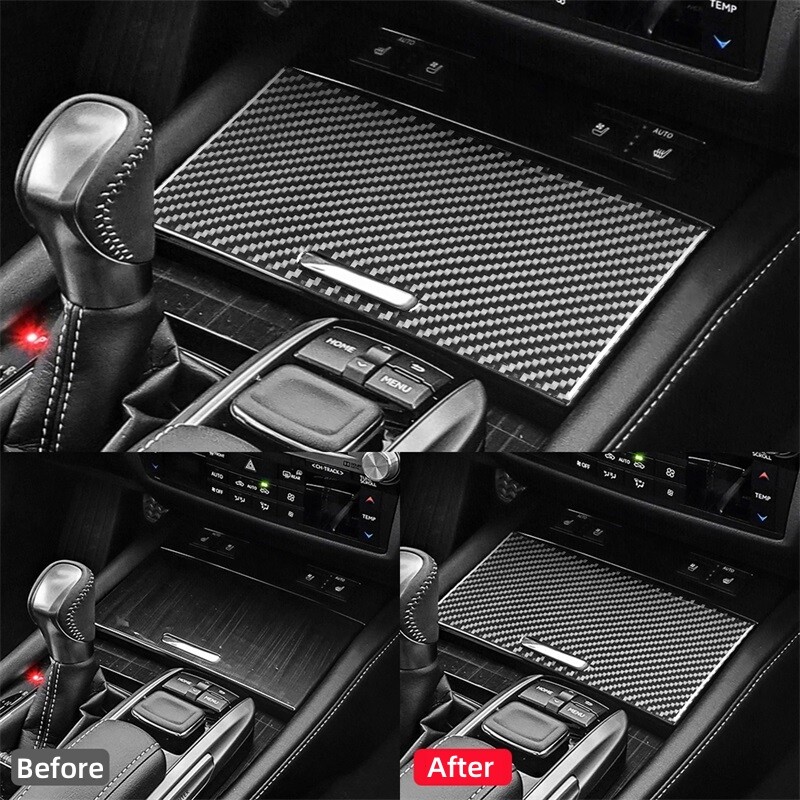 Lexus GS 2013-2019 autóbelső tartozékaihoz szénszálas autó központi tárolódoboz panel díszítő keret burkolat borító matricák
