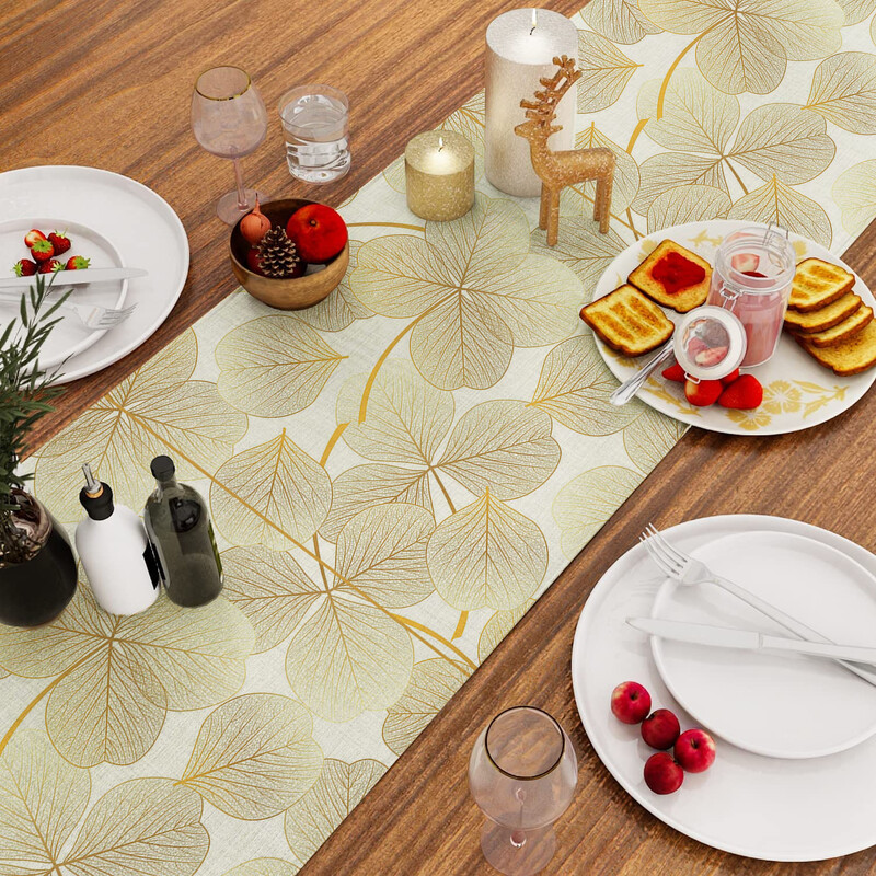 Arany levélnyomó vászon asztali futóasztal étkezőasztalhoz party dekoráció foltmentes dohányzóasztal asztalterítő asztaltakaró
