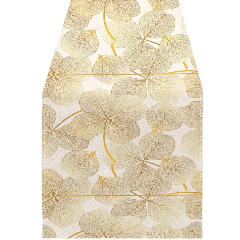 Arany levélnyomó vászon asztali futóasztal étkezőasztalhoz party dekoráció foltmentes dohányzóasztal asztalterítő asztaltakaró