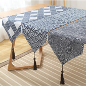 Japán asztali futó, klasszikus sötétkék zsákvászon vászon pezsgőasztal étkezőasztal Étterem Dekorációs kellékek