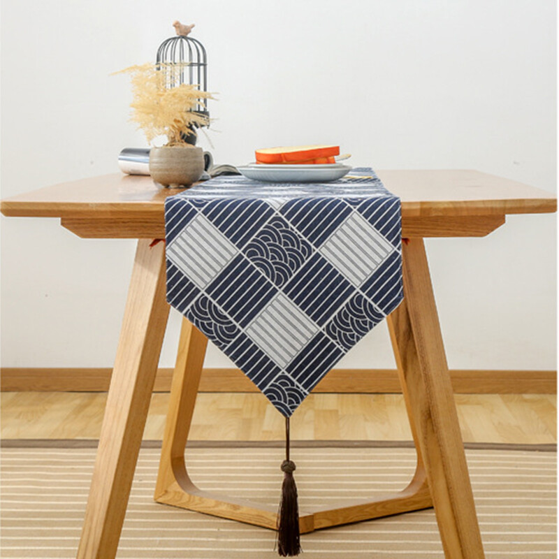 Japán asztali futó, klasszikus sötétkék zsákvászon vászon pezsgőasztal étkezőasztal Étterem Dekorációs kellékek