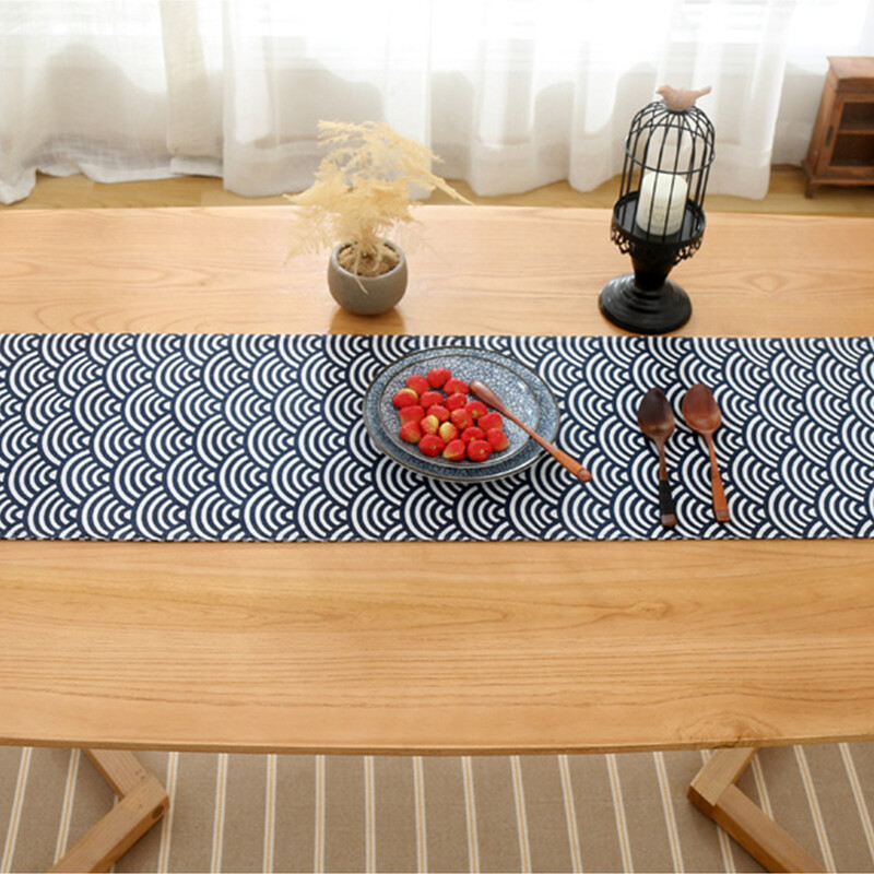 Japán asztali futó, klasszikus sötétkék zsákvászon vászon pezsgőasztal étkezőasztal Étterem Dekorációs kellékek
