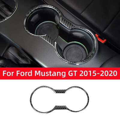 „Ford Mustang GT 2015-2021“ automobilių priedams, anglies pluošto salono automobilio vandens puodelių laikiklio dekoravimo rėmo apdailos dangtelio lipdukas