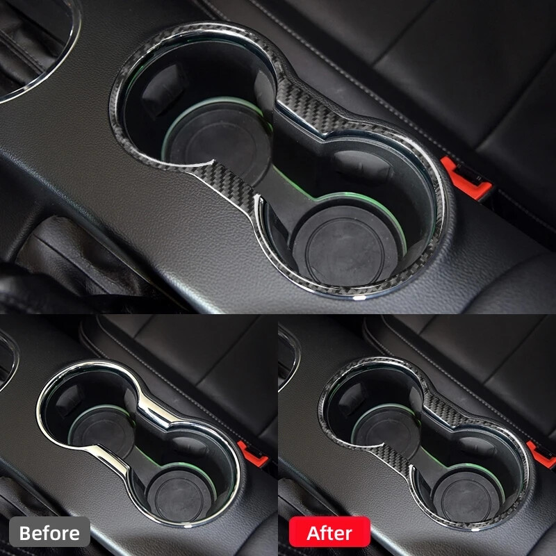 Pre Ford Mustang GT 2015-2021 Doplnky do auta z uhlíkových vlákien, držiak na pohár na vodu do interiéru auta, dekorácia, rám, obloženie, nálepka