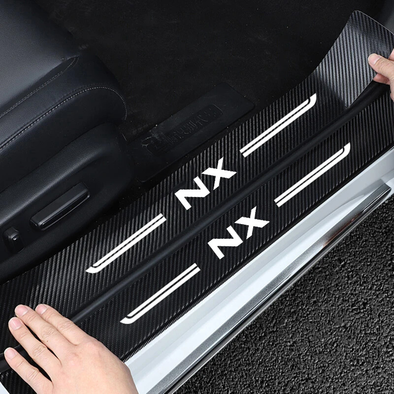 Placă de ușurare a pragului ușii mașinii din fibră de carbon pentru protecția portbagajului cu logo NX Garnitură de protecție anti-zgârieturi Accesorii pentru panoul ușii