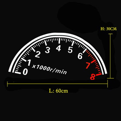 BEMOST Reflexná samolepka na zadné okno auta, rýchlomer, športové, štýlové, nálepky na auto, 60*30 cm, doplnky, styling auta
