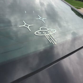 UFO Αυτοκόλλητα Αυτοκινήτου Space Alien Vinyl Decals Παράθυρο αυτοκινήτου Πόρτα Παρμπρίζ Εσωτερικά Αυτοκόλλητα Αδιάβροχο PVC Die Cut Decal