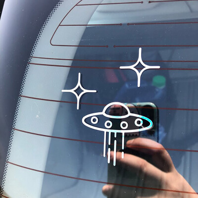 UFO Αυτοκόλλητα Αυτοκινήτου Space Alien Vinyl Decals Παράθυρο αυτοκινήτου Πόρτα Παρμπρίζ Εσωτερικά Αυτοκόλλητα Αδιάβροχο PVC Die Cut Decal