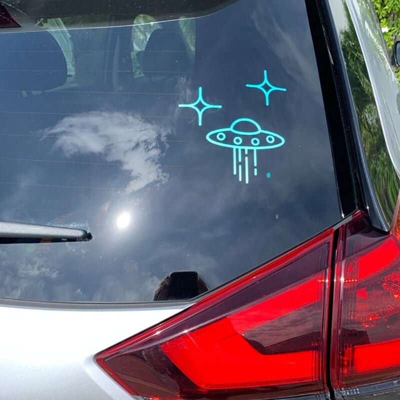 Samolepky na auto s UFO, vesmírnym mimozemšťanom, vinylové nálepky na okno, dvere, čelné sklo, interiérové nálepky, vodeodolné PVC vyrezané nálepky