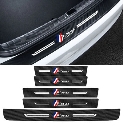 Anglies pluošto automobilio durelių slenksčio lipdukai, skirti Citroen Picasso galinės bagažinės slenksčio apsauginei plėvelei, pedalų apsaugai, nusidėvėjimo plokštelių lipdukai