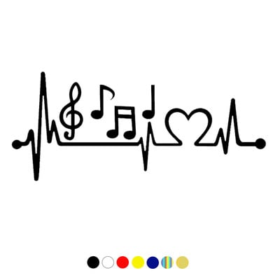 CS-10383# Vinyl Decal Μουσικές νότες Αυτοκόλλητο Heartbeat Car Αδιάβροχο Auto Decors στο πίσω παράθυρο του προφυλακτήρα φορτηγού Επιλέξτε μέγεθος