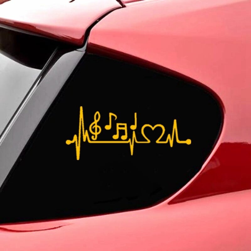 CS-10383# Vinylová nálepka na auto s hudobnými notami, tlkotom srdca, vodeodolná automobilová dekorácia na nárazník nákladného auta, zadné okno, vyberte veľkosť