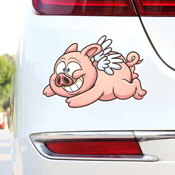 DK95# Flying Pig With wings Αυτοκόλλητα αυτοκινήτου Αστεία δημιουργικά αδιάβροχα διακοσμητικά αξεσουάρ μοτοσυκλέτας με αυτοκόλλητα βινυλίου