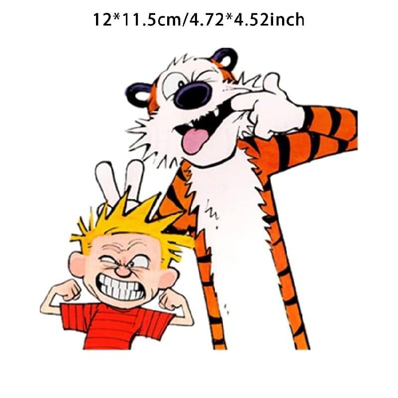 Zábavná nálepka na auto Calvin and Hobbes - odolná vinylová nálepka na autá a notebooky