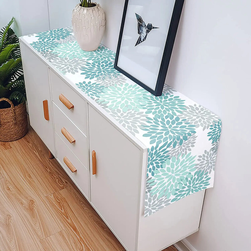 Színes Dahila virágágynemű asztali futók Konyhai asztaldísz Mosható étkezőasztal futók Esküvői party dekorációk