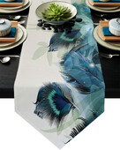 Povo plunksnų gradiento stalo bėgikas, skirtas valgomojo stalo dekoravimui pobūvių dekoravimui, dėmėms atsparus stačiakampis valgomojo stalo bėgikas kaimiškas dekoras