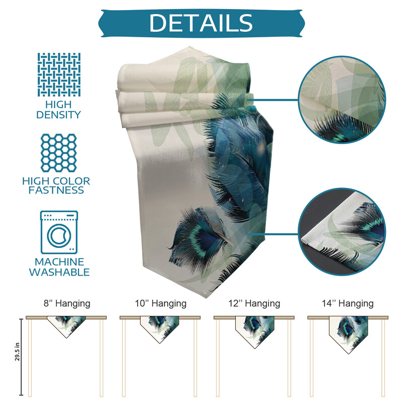 Povo plunksnų gradiento stalo bėgikas, skirtas valgomojo stalo dekoravimui pobūvių dekoravimui, dėmėms atsparus stačiakampis valgomojo stalo bėgikas kaimiškas dekoras