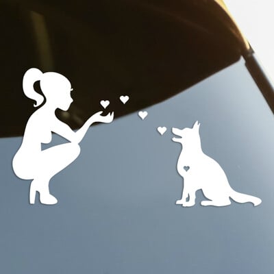 Ciobanescul German Lady Loves Dog Die-Tut Vinil Decal Autocolant Auto Impermeabil Decor Auto pe Bara de protecție a caroseriei mașinii geam din spate #S60154