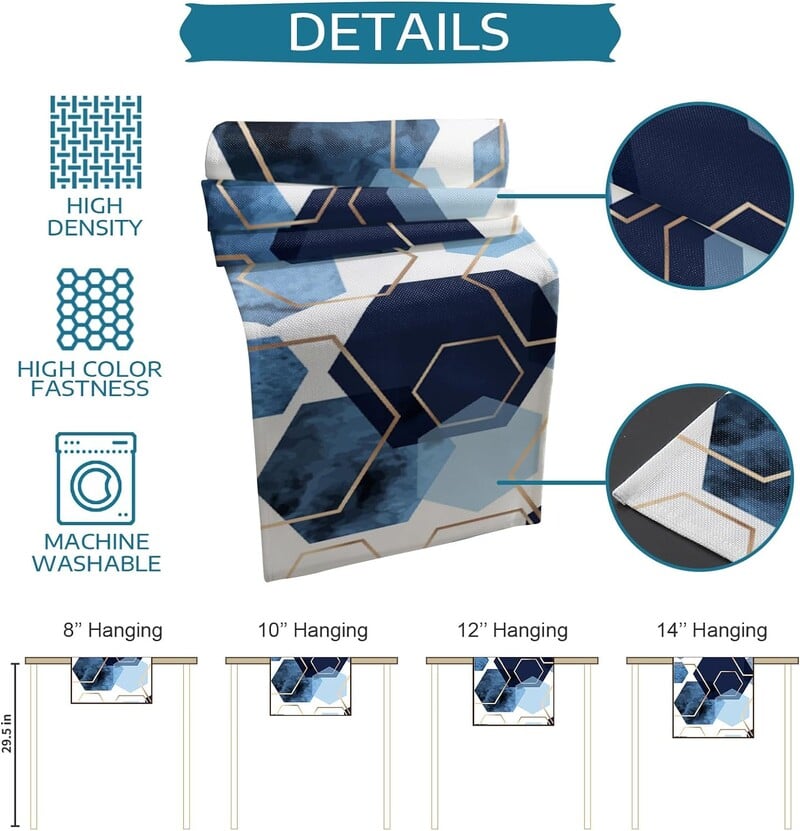 Modern absztrakt geometrikus lenvászon asztali futó komód Sálak Újrafelhasználható konyhai étkezőasztal futó Ünnepi parti dekorációk