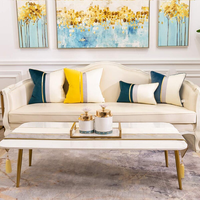 Alearde de masă decorative din piele de lux cu dungi în mozaic cu ciucuri pentru casă, sufragerie, decor artistic pentru dormitor, nuntă