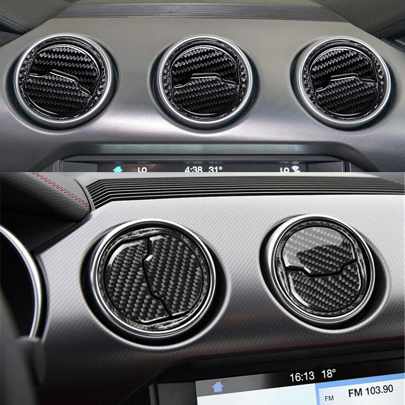 3 ks nálepiek z uhlíkových vlákien do interiéru pre Ford Mustang 2015 2016 2017 2018 2019 2020 Príslušenstvo Nálepky na vývody vetracieho otvoru auta