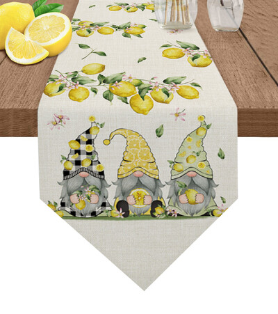 Pastoral Beauty Yellow Lemon Print Плъзгач за маса Семейна трапезна маса ТВ шкаф Маса за кафе Плъзгач за маса от бельо