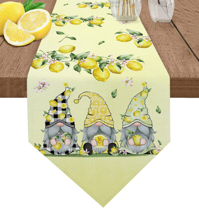 Pastoral Beauty Yellow Lemon Print Плъзгач за маса Семейна трапезна маса ТВ шкаф Маса за кафе Плъзгач за маса от бельо
