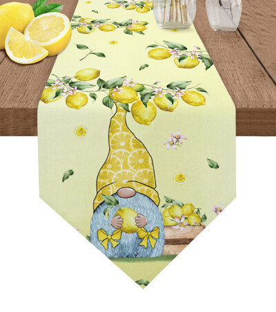 Pastoral Beauty Yellow Lemon Print Плъзгач за маса Семейна трапезна маса ТВ шкаф Маса за кафе Плъзгач за маса от бельо